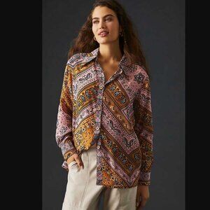 XS Farm Rio x Anthropologie classic buttondown shirt blouse